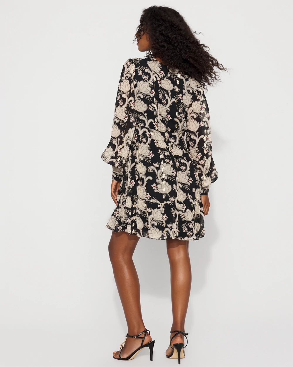 Long Sleeve V-neck Mini Dress | White House Black Market